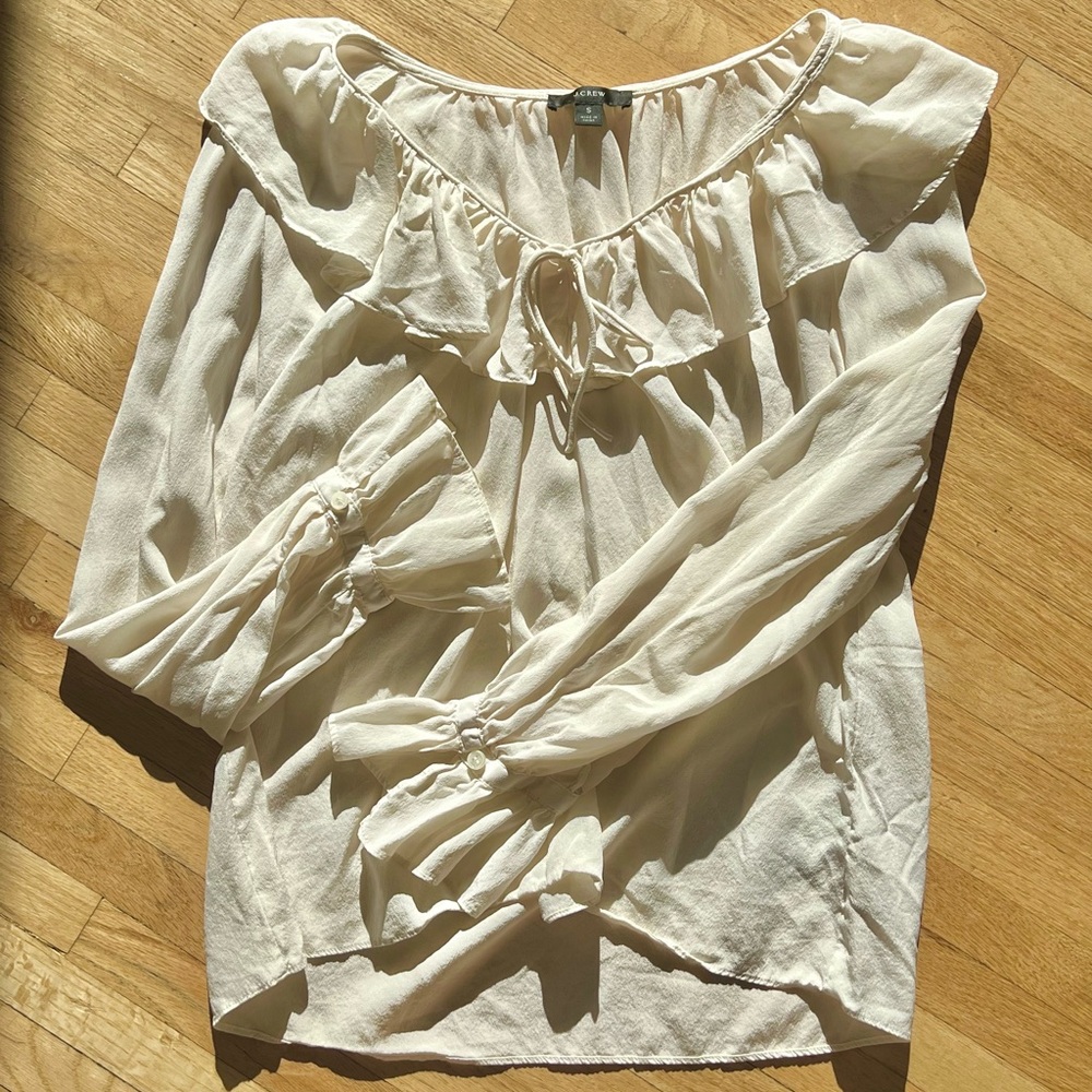 J-Crew Silk Shakespearean Ruffle Blouse, S